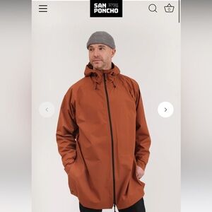 Unisex San Poncho Legacy Waterproof Jacket in Habanero